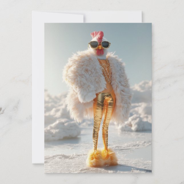 Glam Chicken on Ice Einladung (Vorderseite)