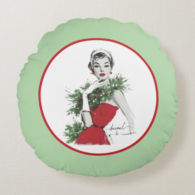Glam Christmas Pillow Rundes Kissen (Vorderseite)