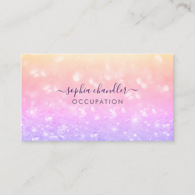 Glam Classy Glitzer Colorful, Script Name Visitenkarte (Vorderseite)