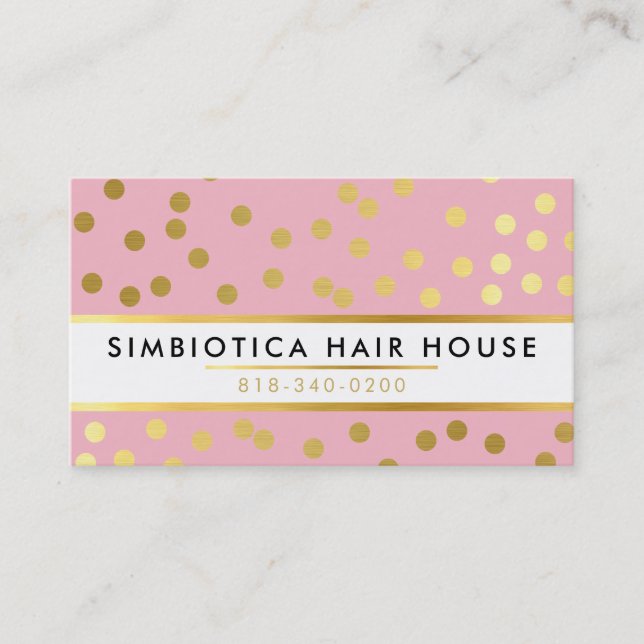 GLAM CONFETTI Modernes Dotmuster Gold pink Visitenkarte (Vorderseite)