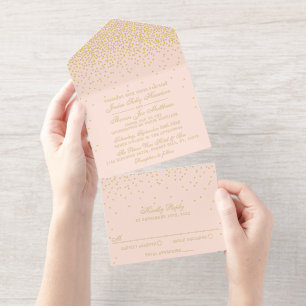 Glam Confetti Wedding Real Foil gepresst All-in-One-Einladung