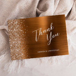 Glam Copper Metallic Wedding Flat Thank You Karte
