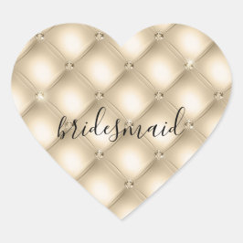 Glam Cream Champagne Diamond Herz-Aufkleber