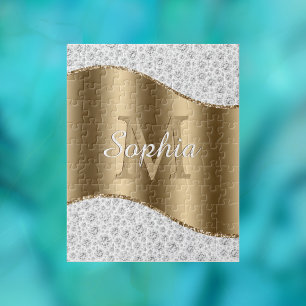 Glam-Diamanten, Gold-Monogramm, Schriftname