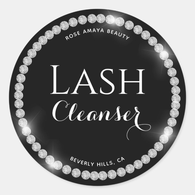 Glam Diamond Luxuriös anpassbarer Lash Cleanser Runder Aufkleber (Vorderseite)
