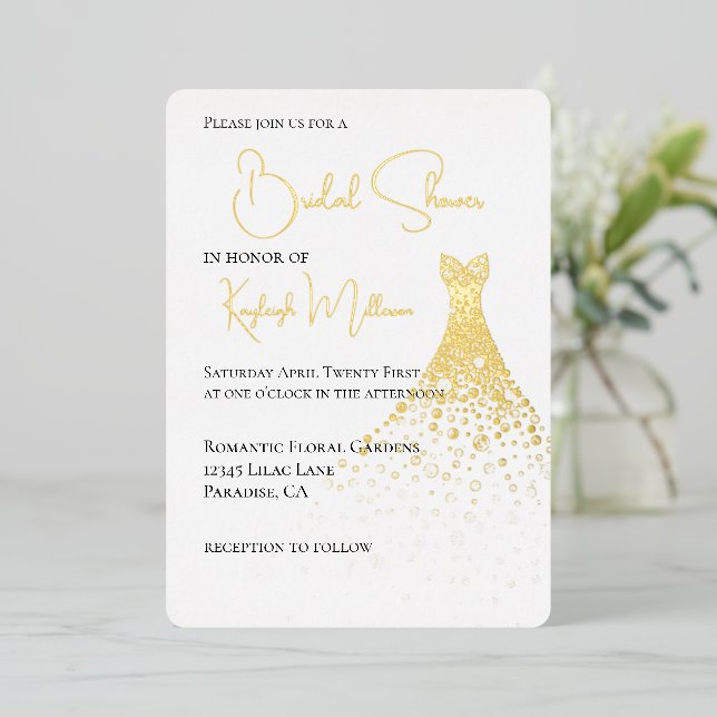 Glam Diamonds Dress Brautparty Folieneinladung (Stehend vorne)