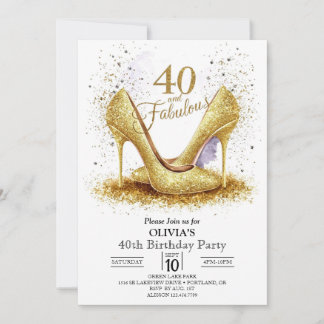 Glam Digital Gold 40. Geburtstag Einladung