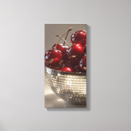 Glam Disco-Schale Kirschen Stillleben Pop Art Leinwanddruck