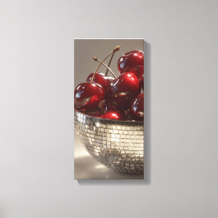 Glam Disco-Schale Kirschen Stillleben Pop Art Leinwanddruck