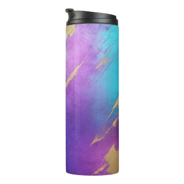 Glam Distressed Lila Turquoise Gold Thermosbecher (Nach rechts gedreht)