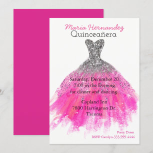 Glam Dress Quinceañera Invitation