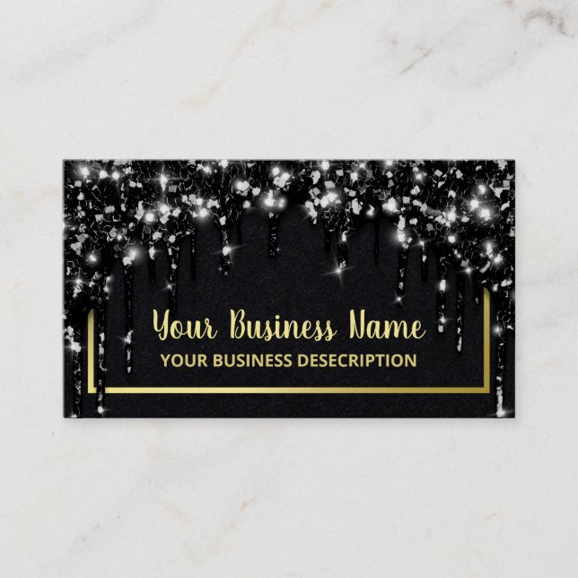 Glam Driving Black Glitzer Gold Social Media Visitenkarte (Vorderseite)