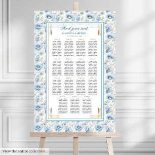 Glam Dusty Blue Gold Wasserfarbe Hochzeit Poster