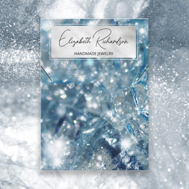 Glam Elegant Blue Crystal Diamond Juwelier Display Visitenkarte (Von Creator hochgeladen)