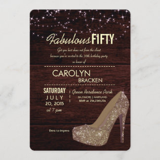 Glam Elegante High Heels 50. Geburtstagsparty Einl Einladung