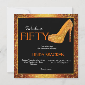 Glam Elegante High Heels 50. Geburtstagsparty Einl Einladung
