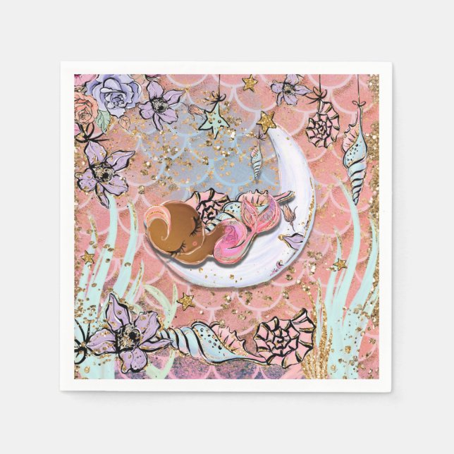 Glam Ethnic Mermaid Baby Showday Party Serviette (Vorderseite)