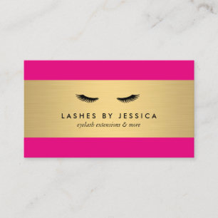 Glam Eyelashes Carte de visite rose et or