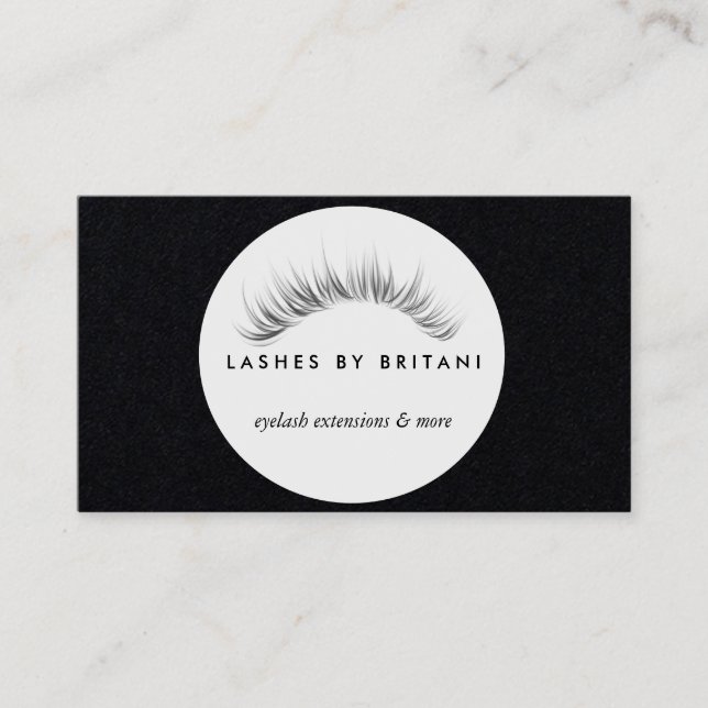 Glam Eyelashes Carte de visite texte blanc (Devant)