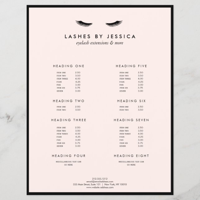 Glam Eyelashes Klassisches Schwarz und Rosa Flyer (Vorne)