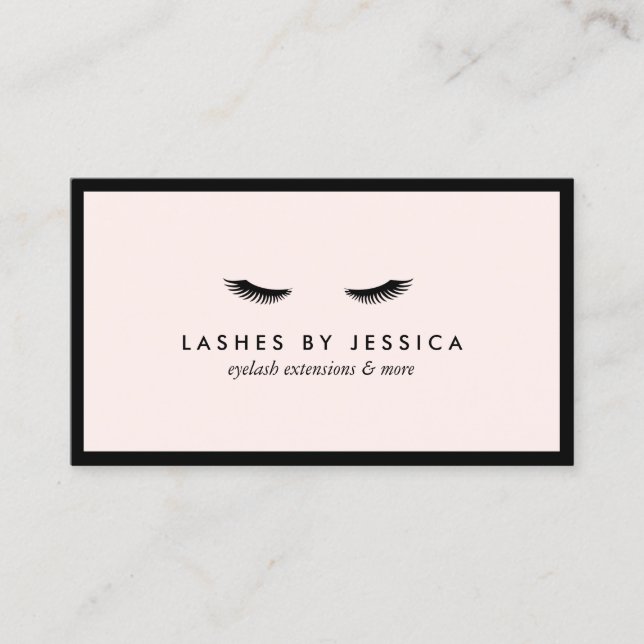 Glam Eyelashes Klassisches Schwarz und Rosa Visitenkarte (Vorderseite)