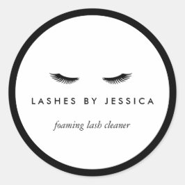 Glam Eyelashes Klassisches Schwarz und Weiß Runder Aufkleber