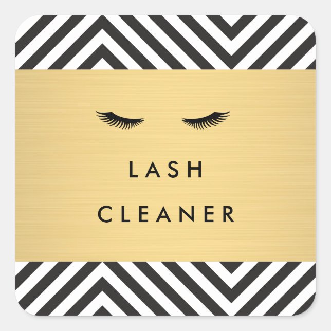 Glam Eyelashes mit feinem Muster Lash Cleaner Quadratischer Aufkleber (Vorderseite)