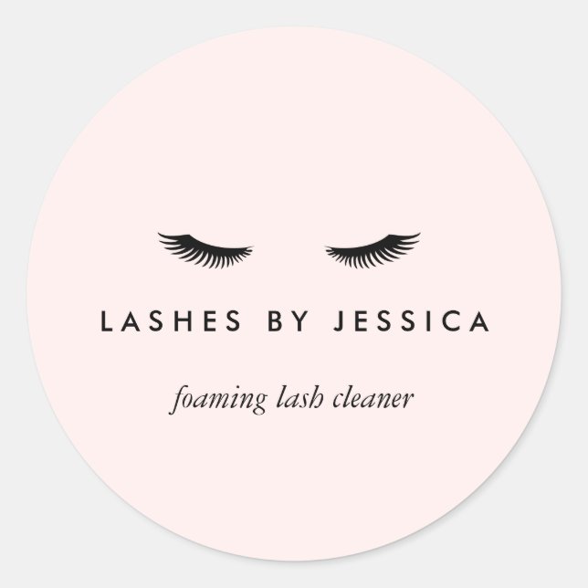 Glam Eyelashes Pink Runder Aufkleber (Vorderseite)