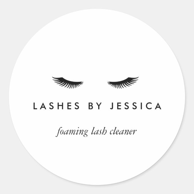 Glam Eyelashes White Runder Aufkleber (Vorderseite)