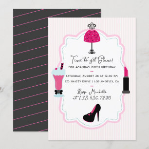 Glam Fashion Diva Anniversaire Fête Invitation