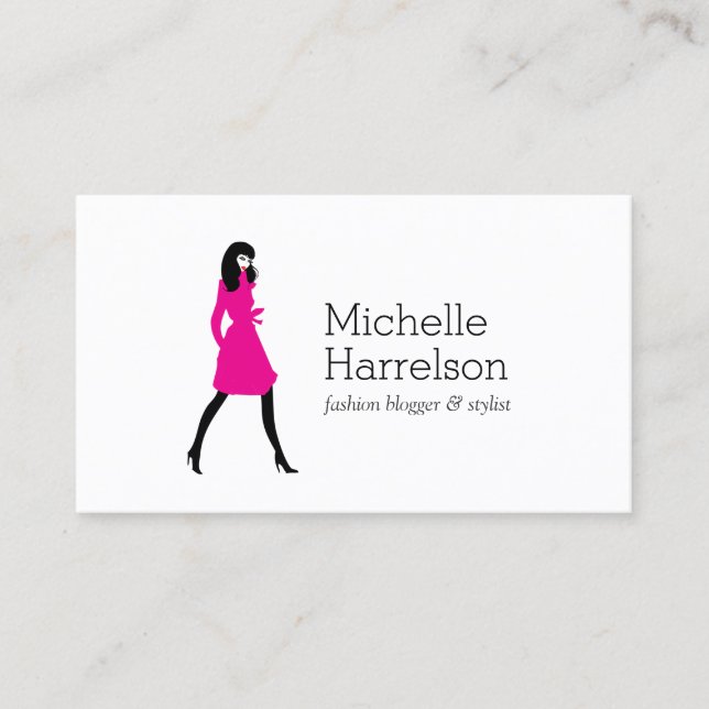 Glam Fashion Girl Style Blogger Business Card Visitenkarte (Vorderseite)