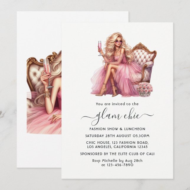 Glam Fashion Show Invitation (Devant / Derrière)