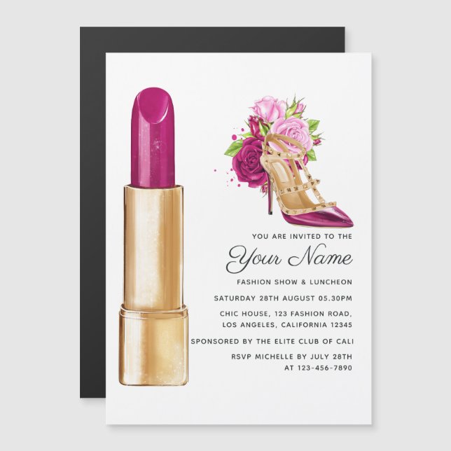 Glam Fashion Show Magneteinladung (Vorne/Hinten)