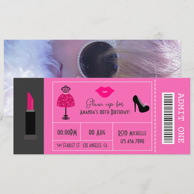 Glam Fashion Show Party Night Einladung (Vorne/Hinten)