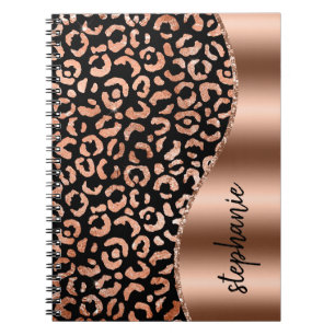 Glam Faux Folie Leoparden Punkte Roségold Schwarz Notizblock