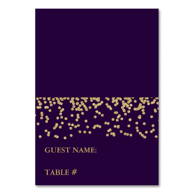 Glam Faux Gold Confetti sur carte d'escorte violet (Par défaut)