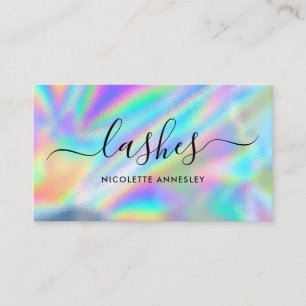 Glam Faux Holografischer Regenbogen Folie Wimpernt Visitenkarte