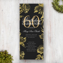 Glam Floral 60. Geburtstag Programm Gold Black Men