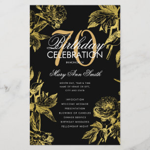 Glam Floral 70e Anniversaire Programme Gold Black