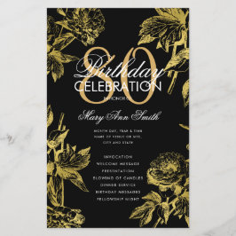 Glam Floral 80e Anniversaire Programme Gold Black