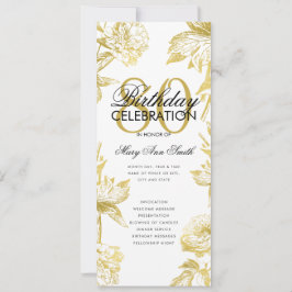 Glam Floral 80e Anniversaire Programme Gold Menu