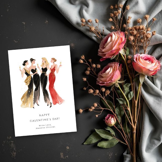 Glam Four Pretty Elegant Ladies Galentine's Day Karte (Glam Four Pretty Elegant Ladies Galentine's Day Cards for Your Best Fiends.)