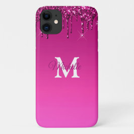 Glam & Fuchsia Ombre Glitzer Personalisiert Monogr Case-Mate iPhone Hülle