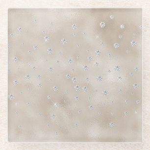 Glam funkelnde Diamanten Champagner-Blush-Glitz Glasuntersetzer