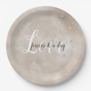 Glam funkelnde Diamanten Champagner-Blush-Glitz Pappteller
