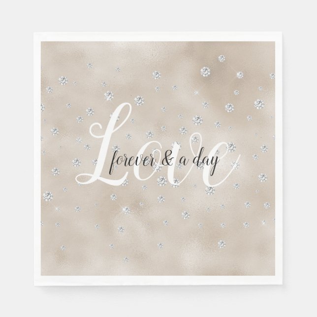 Glam funkelnde Diamanten Champagner-Blush-Glitz Serviette (Vorderseite)