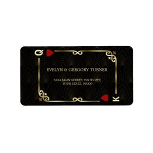 Glam Gatsby Casino Las Vegas Poker Wedding Adressaufkleber