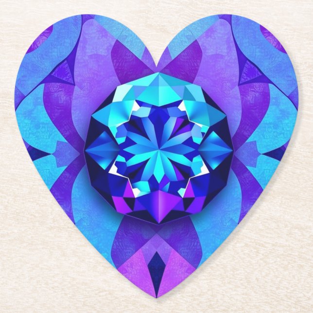 Glam Gemstone Heart Untersetzer Set (Vorderseite)