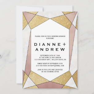 Glam Geometric Diamond Wedding Brunch Einladung