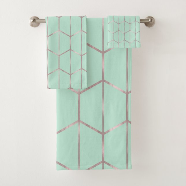 Glam géométrique Hexagon rose Gold & Mint Chic (En situation)